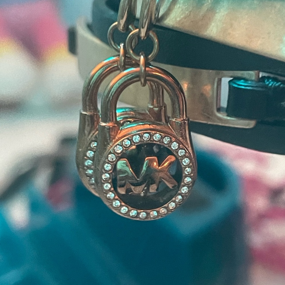 Michael Kors rose gold padlock drop earrings